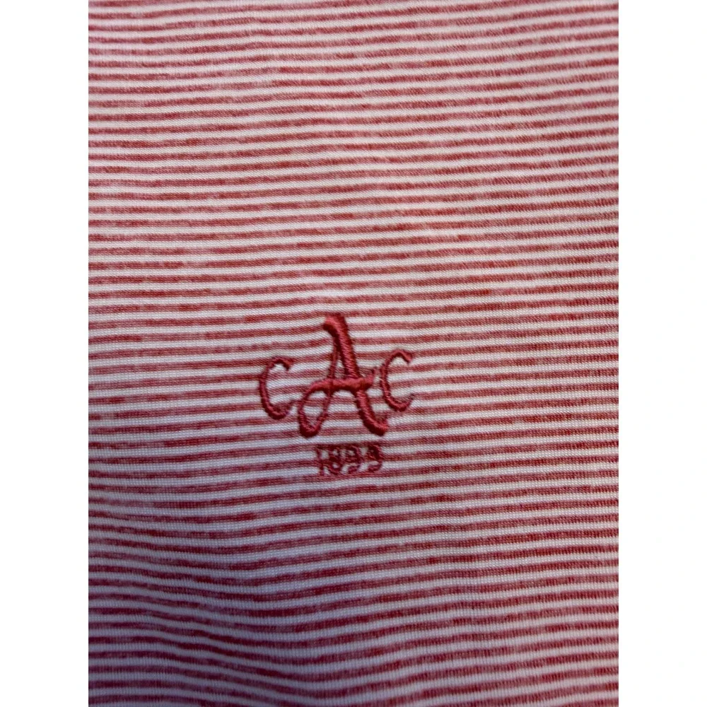 Johnnie-O Mens XL Red White Striped Performance Polo Shirt CAC 1899 Logo Stretch
